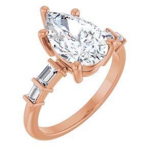 10K Rose Gold 12x7.5 mm Pear Ring Mounting