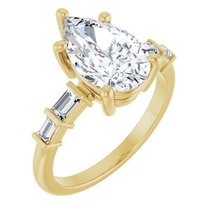 10K Yellow Gold 12x7.5 mm Pear Ring Mounting