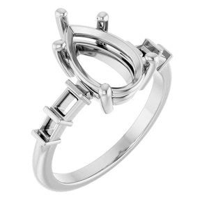 18K White Gold 12x7.5 mm Pear Ring Mounting – image 2
