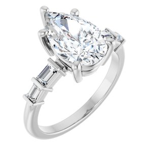 Sterling Silver 12x7.5 mm Pear Ring Mounting