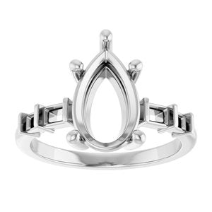 10K White Gold 12x7.5 mm Pear Ring Mounting – image 6