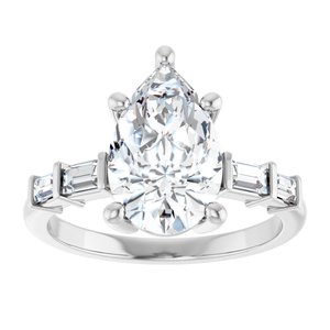 14K White Gold 12x7.5 mm Pear Ring Mounting – image 5