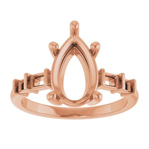 18K Rose Gold 12x7.5 mm Pear Ring Mounting – image 6