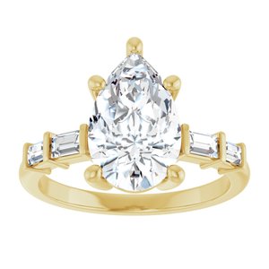 10K Yellow Gold 12x7.5 mm Pear Ring Mounting – image 5