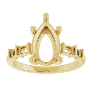 10K Yellow Gold 12x7.5 mm Pear Ring Mounting – image 6