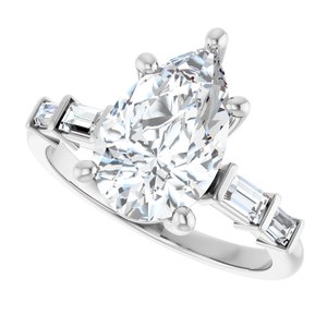 10K White Gold 12x7.5 mm Pear Ring Mounting – image 8
