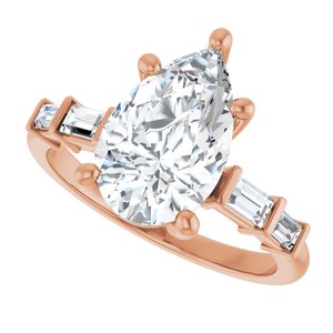 10K Rose Gold 12x7.5 mm Pear Ring Mounting – image 8