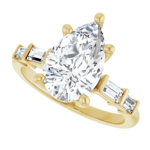 14K Yellow Gold 12x7.5 mm Pear Ring Mounting – image 8