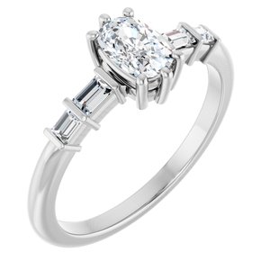 10K White Gold 6x4 mm Elongated Cushion Ring Mounting