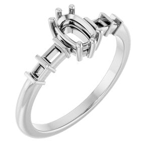 10K White Gold 6x4 mm Elongated Cushion Ring Mounting – image 2