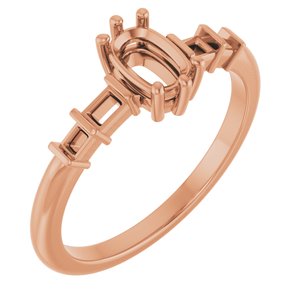 14K Rose Gold 6x4 mm Elongated Cushion Ring Mounting – image 2