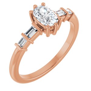 18K Rose Gold 6x4 mm Elongated Cushion Ring Mounting