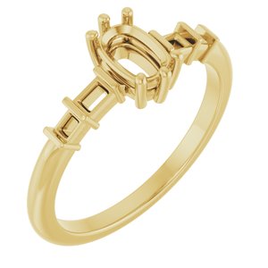 14K Yellow Gold 6x4 mm Elongated Cushion Ring Mounting – image 2
