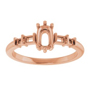18K Rose Gold 6x4 mm Elongated Cushion Ring Mounting – image 6