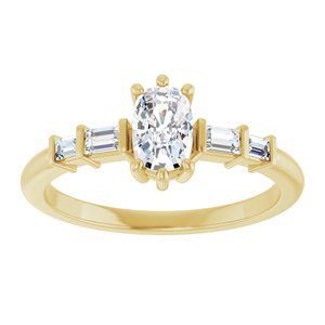 14K Yellow Gold 6x4 mm Elongated Cushion Ring Mounting – image 5