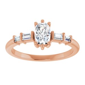 18K Rose Gold 6x4 mm Elongated Cushion Ring Mounting – image 5
