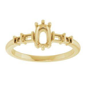 14K Yellow Gold 6x4 mm Elongated Cushion Ring Mounting – image 6