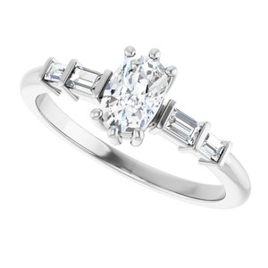 10K White Gold 6x4 mm Elongated Cushion Ring Mounting – image 8