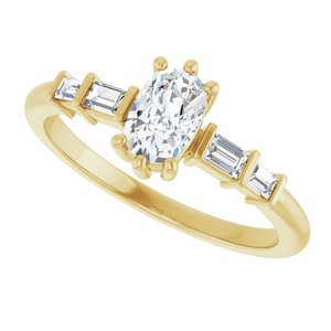 18K Yellow Gold 6x4 mm Elongated Cushion Ring Mounting – image 8