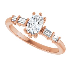 18K Rose Gold 6x4 mm Elongated Cushion Ring Mounting – image 8