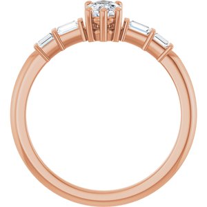18K Rose Gold 6x4 mm Elongated Cushion Ring Mounting – image 3