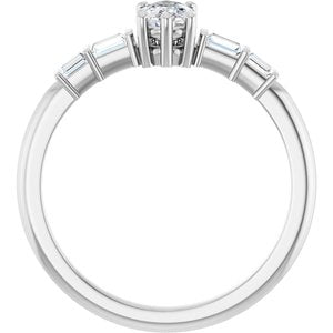 14K White Gold 6x4 mm Elongated Cushion Ring Mounting – image 3