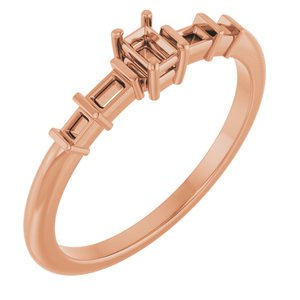 10K Rose Gold 3x2 mm Straight Baguette Ring Mounting – image 2