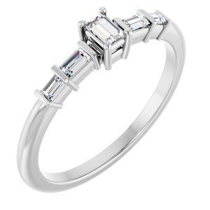 10K White Gold 3x2 mm Straight Baguette Ring Mounting
