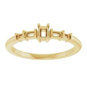 14K Yellow Gold 3x2 mm Straight Baguette Ring Mounting – image 6
