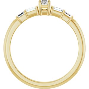 10K Yellow Gold 3x2 mm Straight Baguette Ring Mounting – image 3