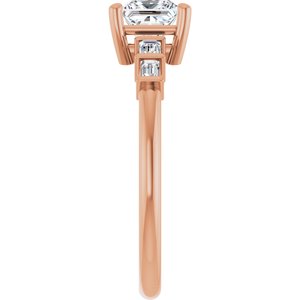18K Rose Gold 5x5 mm Square Ring Mounting – image 7