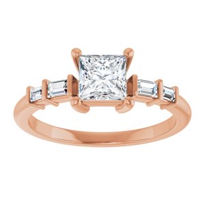 18K Rose Gold 5x5 mm Square Ring Mounting – image 5