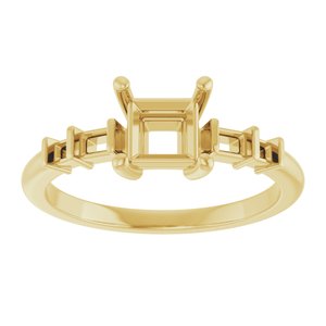 10K Yellow Gold 5x5 mm Square Ring Mounting – image 6