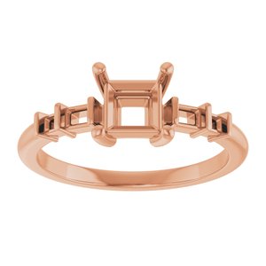 18K Rose Gold 5x5 mm Square Ring Mounting – image 6