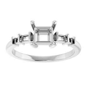 18K White Gold 5x5 mm Square Ring Mounting – image 6