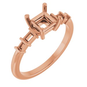 18K Rose Gold 5x5 mm Square Ring Mounting – image 2