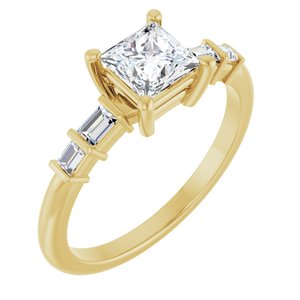 18K Yellow Gold 5x5 mm Square Ring Mounting