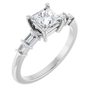 10K White Gold 5x5 mm Square Ring Mounting
