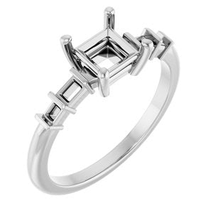 14K X1 White Gold 5x5 mm Square Ring Mounting – image 2