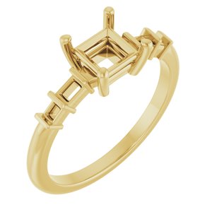 14K Yellow Gold 5x5 mm Square Ring Mounting – image 2