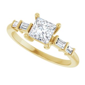 14K Yellow Gold 5x5 mm Square Ring Mounting – image 8