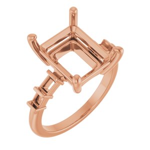 10K Rose Gold 12x10 mm Emerald Ring Mounting – image 2