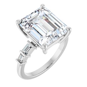 Sterling Silver 12x10 mm Emerald Ring Mounting