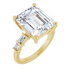 18K Yellow Gold 12x10 mm Emerald Ring Mounting
