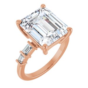 14K Rose Gold 12x10 mm Emerald Ring Mounting