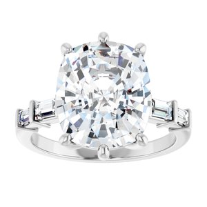 10K White Gold 12x10 mm Elongated Cushion Ring Mounting – image 5