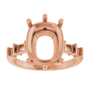 14K Rose Gold 12x10 mm Elongated Cushion Ring Mounting – image 6