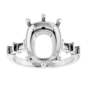 14K White Gold 12x10 mm Elongated Cushion Ring Mounting – image 6