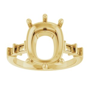 14K Yellow Gold 12x10 mm Elongated Cushion Ring Mounting – image 6