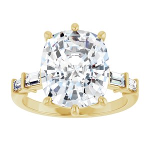 14K Yellow Gold 12x10 mm Elongated Cushion Ring Mounting – image 5
